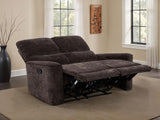 Navarro Dark Brown Chenille Upholstered Reclining Loveseat from Coaster - Luna Furniture