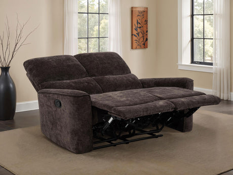 Navarro Dark Brown Chenille Upholstered Reclining Loveseat from Coaster - Luna Furniture