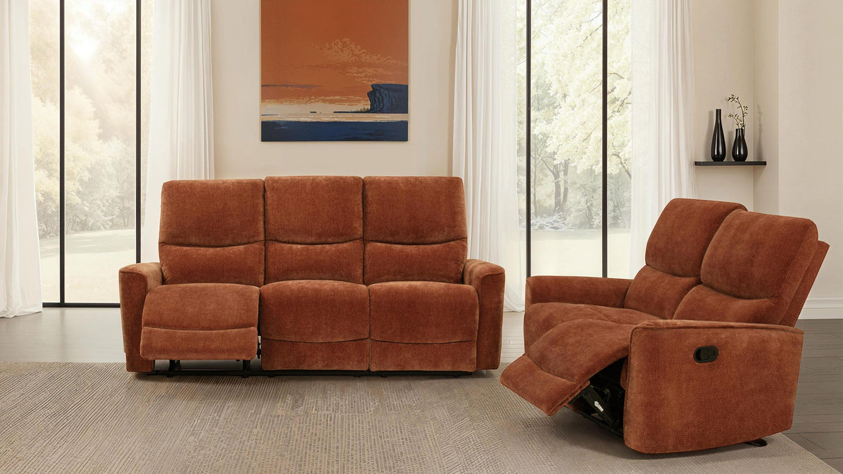 Navarro Burnt Orange Chenille Upholstered Reclining Sofa from Coaster - Luna Furniture