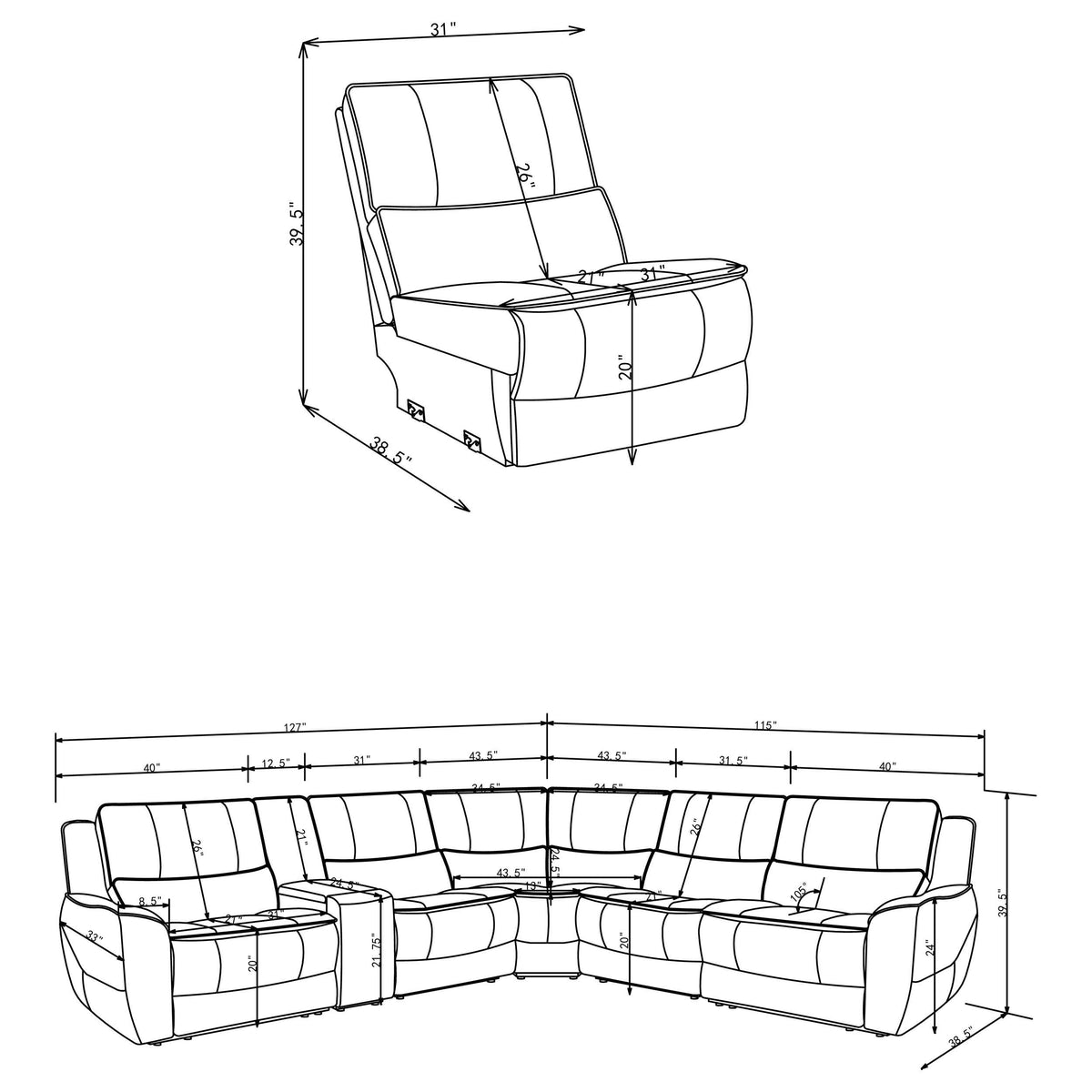 Marcell Gray Armless Chair from Coaster - Luna Furniture