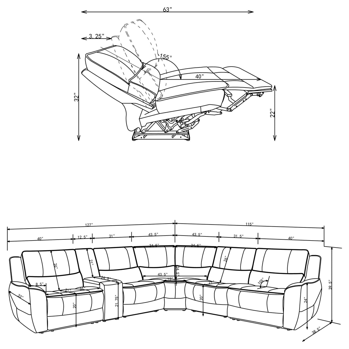 HP0426 Grey Power Armless Recliner from Coaster - Luna Furniture