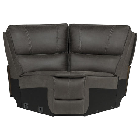 Marcell Gray 7-Piece L-Shaped Power Reclining Sectional with Dual Consoles from Coaster - Luna Furniture