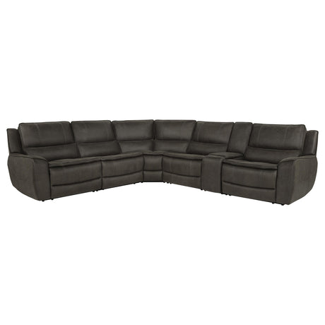 Marcell Gray 6-Piece Power Reclining Sectional with Console from Coaster - Luna Furniture