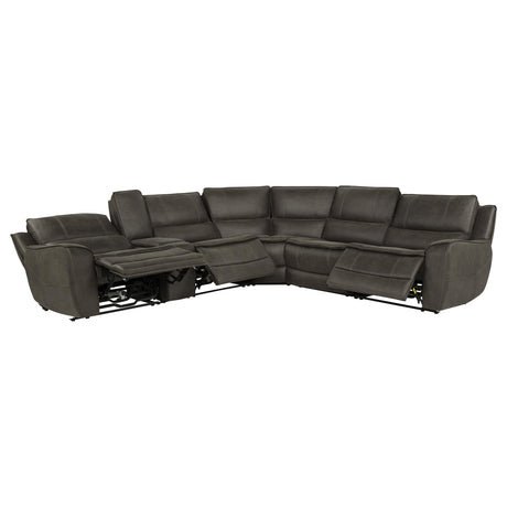 Marcell Gray 6-Piece Power Reclining Sectional with Console from Coaster - Luna Furniture