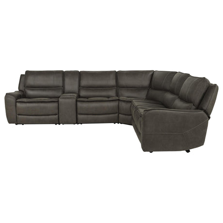 Marcell Gray 6-Piece Power Reclining Sectional with Console from Coaster - Luna Furniture