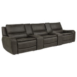 Marcell Gray 5-Piece 3-Seat Power Home Theater Seating with Dual Consoles from Coaster - Luna Furniture