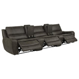 Marcell Gray 5-Piece 3-Seat Power Home Theater Seating with Dual Consoles from Coaster - Luna Furniture