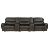 Marcell Gray 5-Piece 3-Seat Power Home Theater Seating with Dual Consoles from Coaster - Luna Furniture