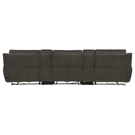 Marcell Gray 5-Piece 3-Seat Power Home Theater Seating with Dual Consoles from Coaster - Luna Furniture