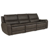Marcell Gray 3-Piece Transitional Power Reclining Sofa with USB Charging from Coaster - Luna Furniture