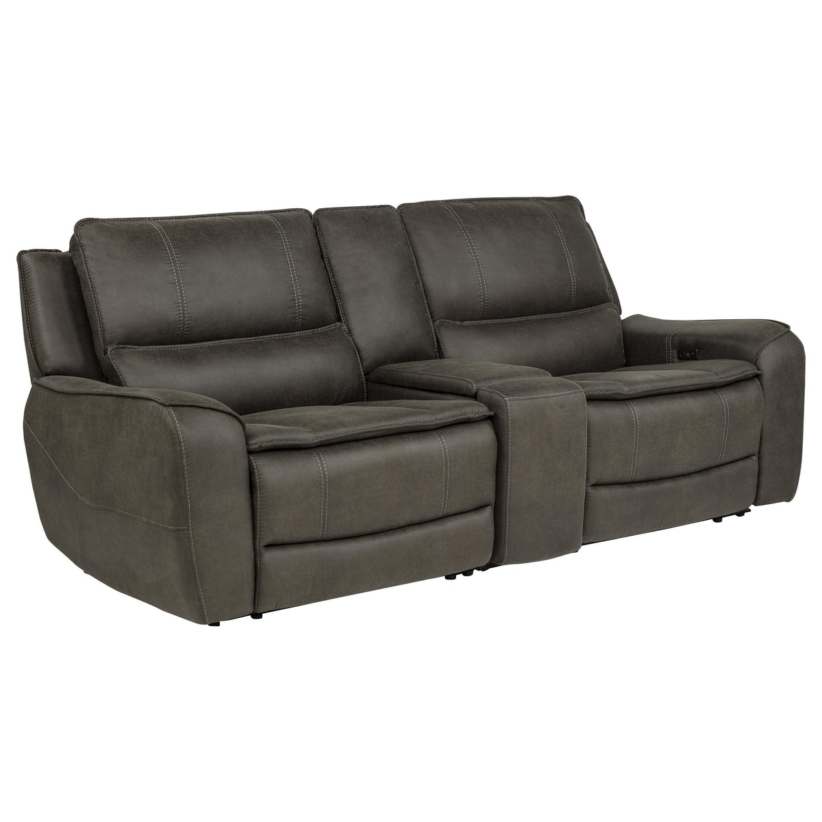 Marcell Gray 3-Piece Power Reclining Loveseat with Charging Console from Coaster - Luna Furniture