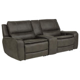 Marcell Gray 3-Piece Power Reclining Loveseat with Charging Console from Coaster - Luna Furniture