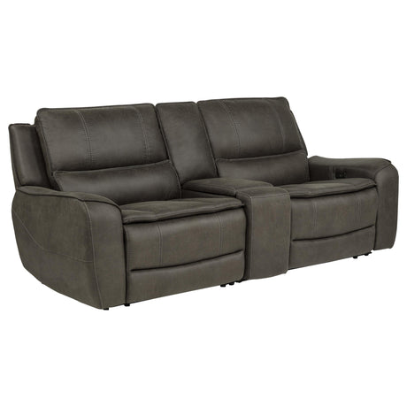 Marcell Gray 3-Piece Power Reclining Loveseat with Charging Console from Coaster - Luna Furniture