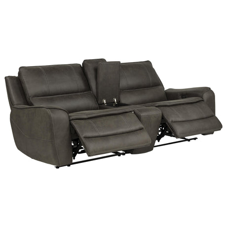 Marcell Gray 3-Piece Power Reclining Loveseat with Charging Console from Coaster - Luna Furniture
