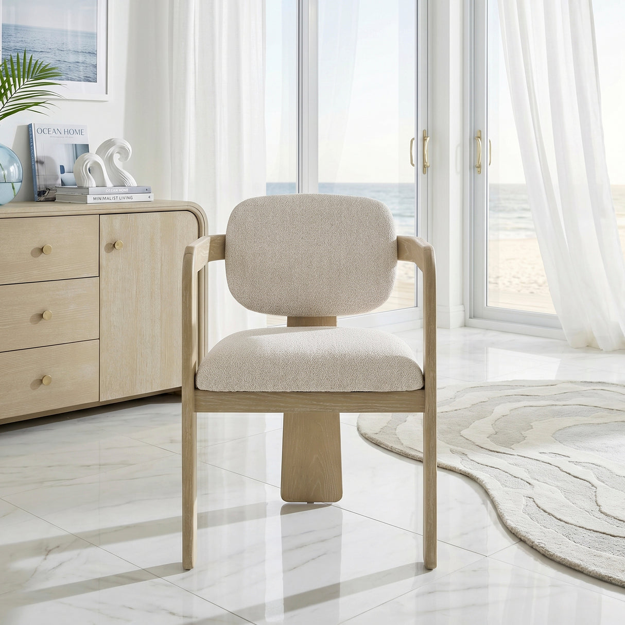 Niche Oak/Beige Arm Chair, Set of 2