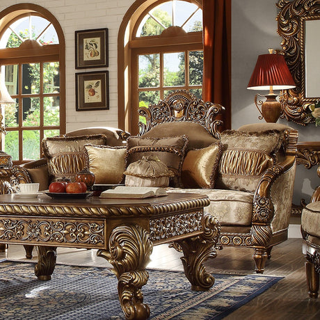 HD-610 Metallic Antique Gold Loveseat from Homey Design - Luna Furniture