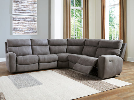 Next-Gen DuraPella Slate 5-Piece Power Reclining Sectional from Ashley Furniture - Luna Furniture