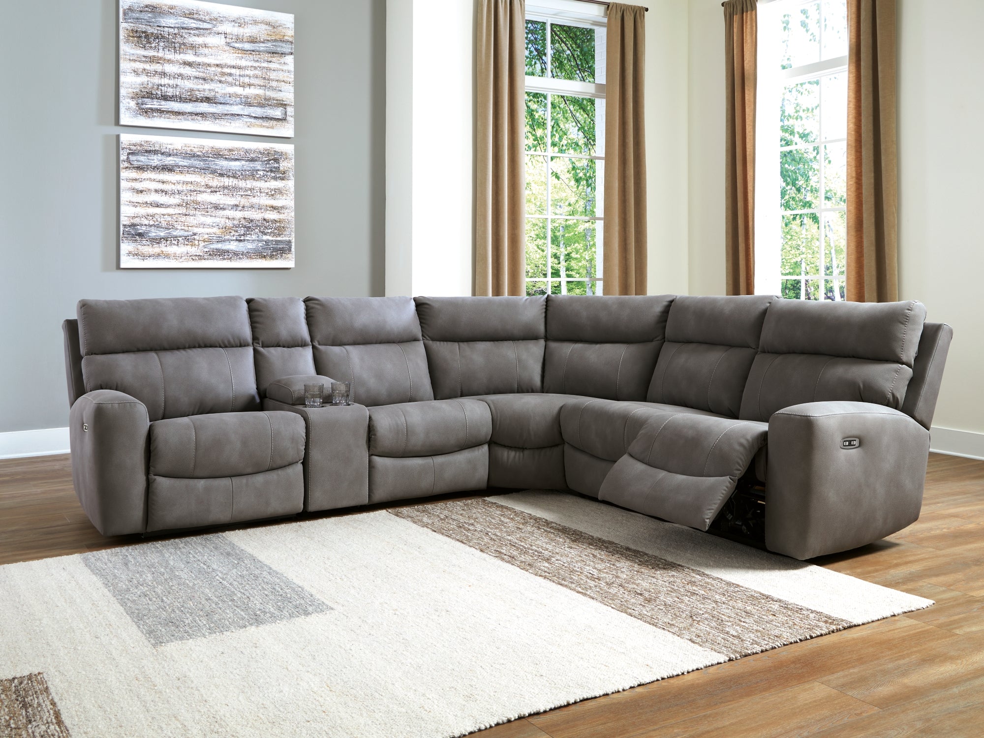 Next-Gen DuraPella Slate 6-Piece Power Reclining Sectional – Luna