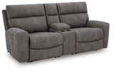 Next-Gen DuraPella Slate 3-Piece Power Reclining Sectional Loveseat with Console from Ashley Furniture - Luna Furniture