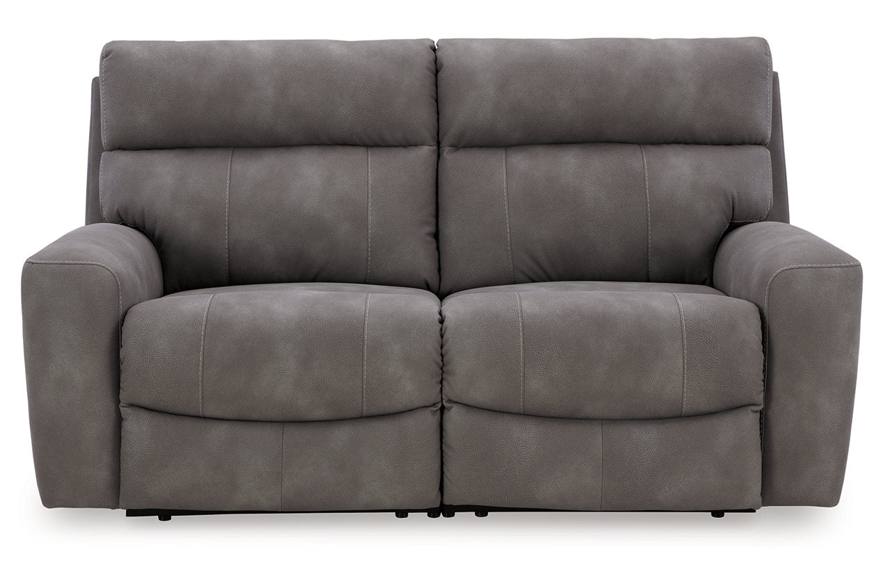 Next-Gen DuraPella Slate 2-Piece Power Reclining Sectional Loveseat from Ashley - Luna Furniture