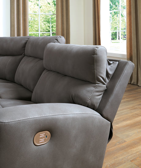 Next-Gen DuraPella Slate 2-Piece Power Reclining Sectional Loveseat from Ashley - Luna Furniture