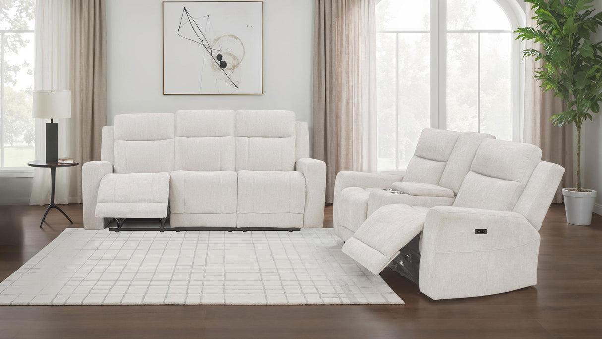 Kennett Ivory 2-Piece Chenille Power Reclining Living Room Set from Coaster - Luna Furniture