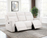 Kennett Ivory Chenille Upholstered Power Reclining Sofa from Coaster - Luna Furniture