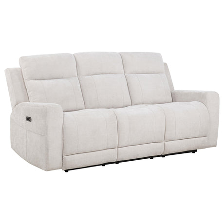 Kennett Ivory Chenille Upholstered Power Reclining Sofa from Coaster - Luna Furniture