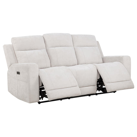 Kennett Ivory Chenille Upholstered Power Reclining Sofa from Coaster - Luna Furniture