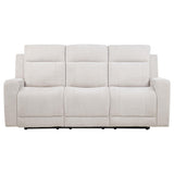 Kennett Ivory Chenille Upholstered Power Reclining Sofa from Coaster - Luna Furniture