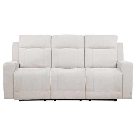 Kennett Ivory Chenille Upholstered Power Reclining Sofa from Coaster - Luna Furniture