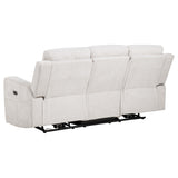 Kennett Ivory Chenille Upholstered Power Reclining Sofa from Coaster - Luna Furniture