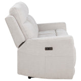 Kennett Ivory Chenille Upholstered Power Reclining Sofa from Coaster - Luna Furniture