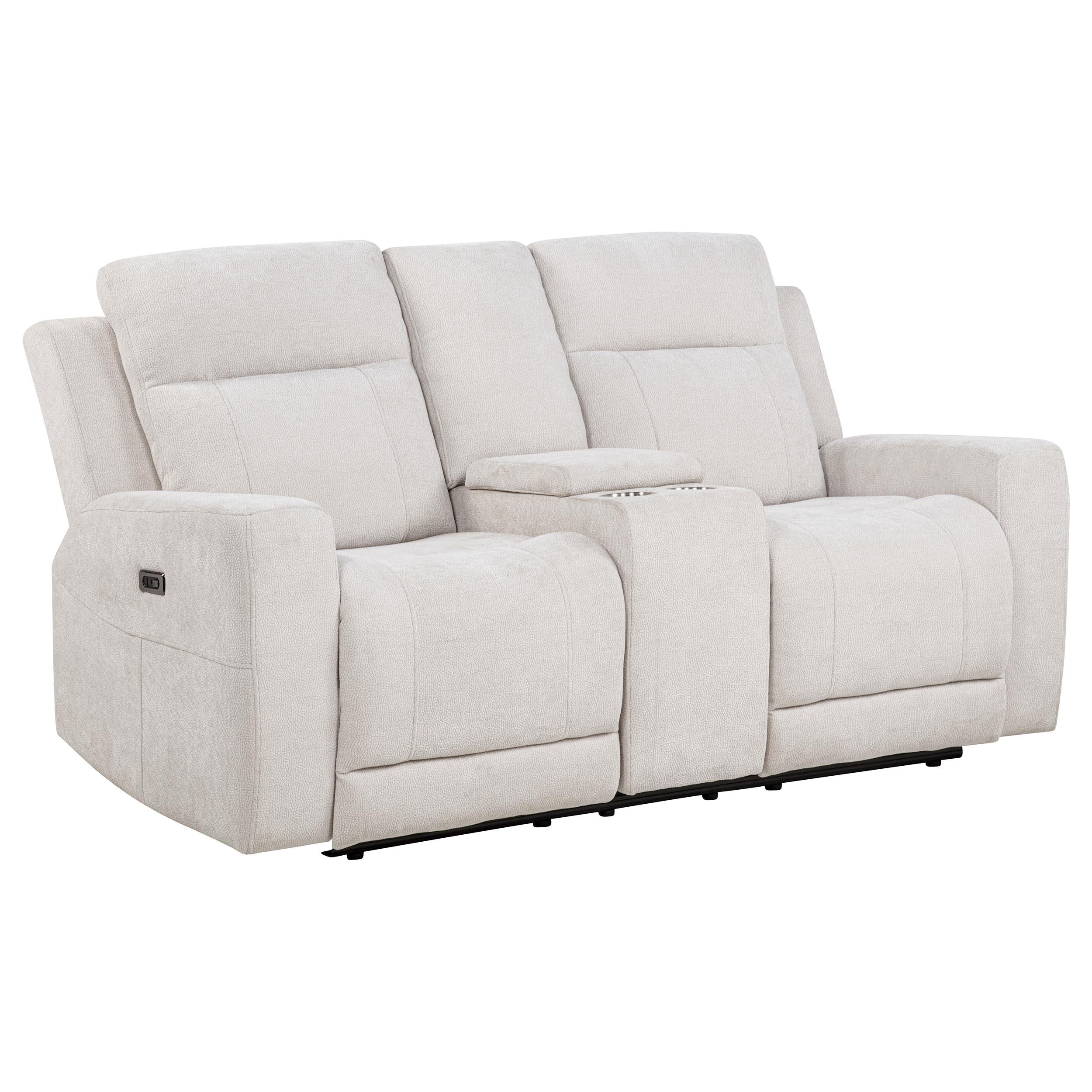Coaster Kennett Ivory Chenille Upholstered Power Reclining