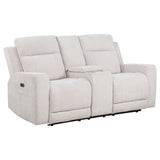 Kennett Ivory Chenille Upholstered Power Reclining Loveseat from Coaster - Luna Furniture