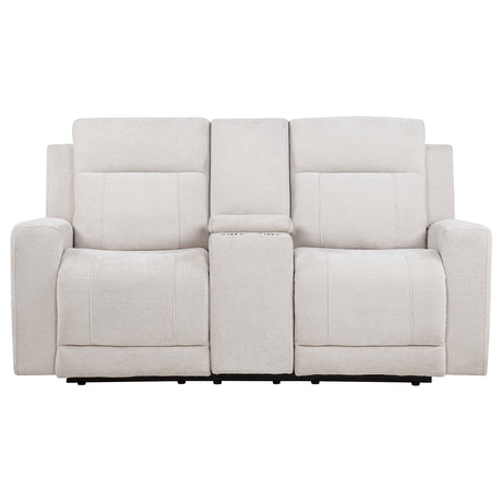 Kennett Ivory Chenille Upholstered Power Reclining Loveseat from Coaster - Luna Furniture