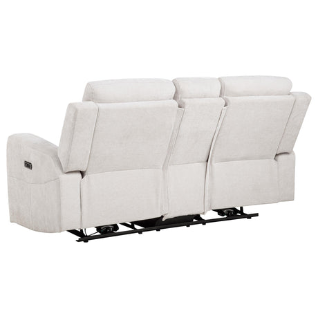 Kennett Ivory Chenille Upholstered Power Reclining Loveseat from Coaster - Luna Furniture