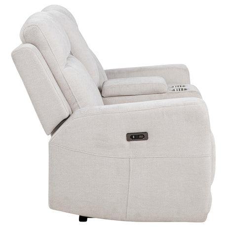 Kennett Ivory Chenille Upholstered Power Reclining Loveseat from Coaster - Luna Furniture