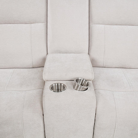 Kennett Ivory Chenille Upholstered Power Reclining Loveseat from Coaster - Luna Furniture