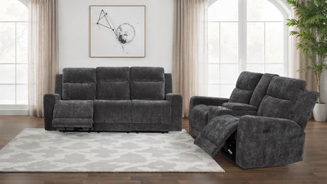 Kennett Dark Gray 2-Piece Chenille Power Reclining Living Room Set from Coaster - Luna Furniture