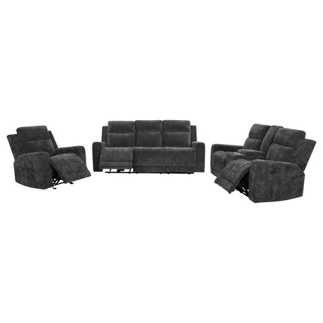 Kennett Dark Gray 3-Piece Chenille Power Reclining Living Room Set from Coaster - Luna Furniture
