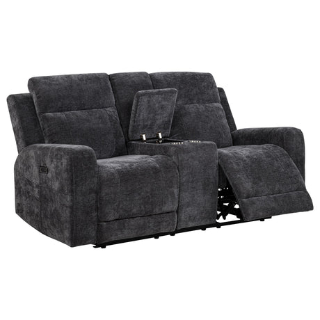 Kennett Dark Gray 3-Piece Chenille Power Reclining Living Room Set from Coaster - Luna Furniture