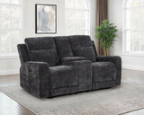 Kennett Dark Gray Chenille Upholstered Power Reclining Loveseat from Coaster - Luna Furniture