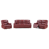 Camila Red Faux Leather 3-Piece Reclining Sofa Set from Coaster - Luna Furniture