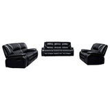 Camila Black 3-Piece Upholstered Motion Reclining Sofa Set from Coaster - Luna Furniture