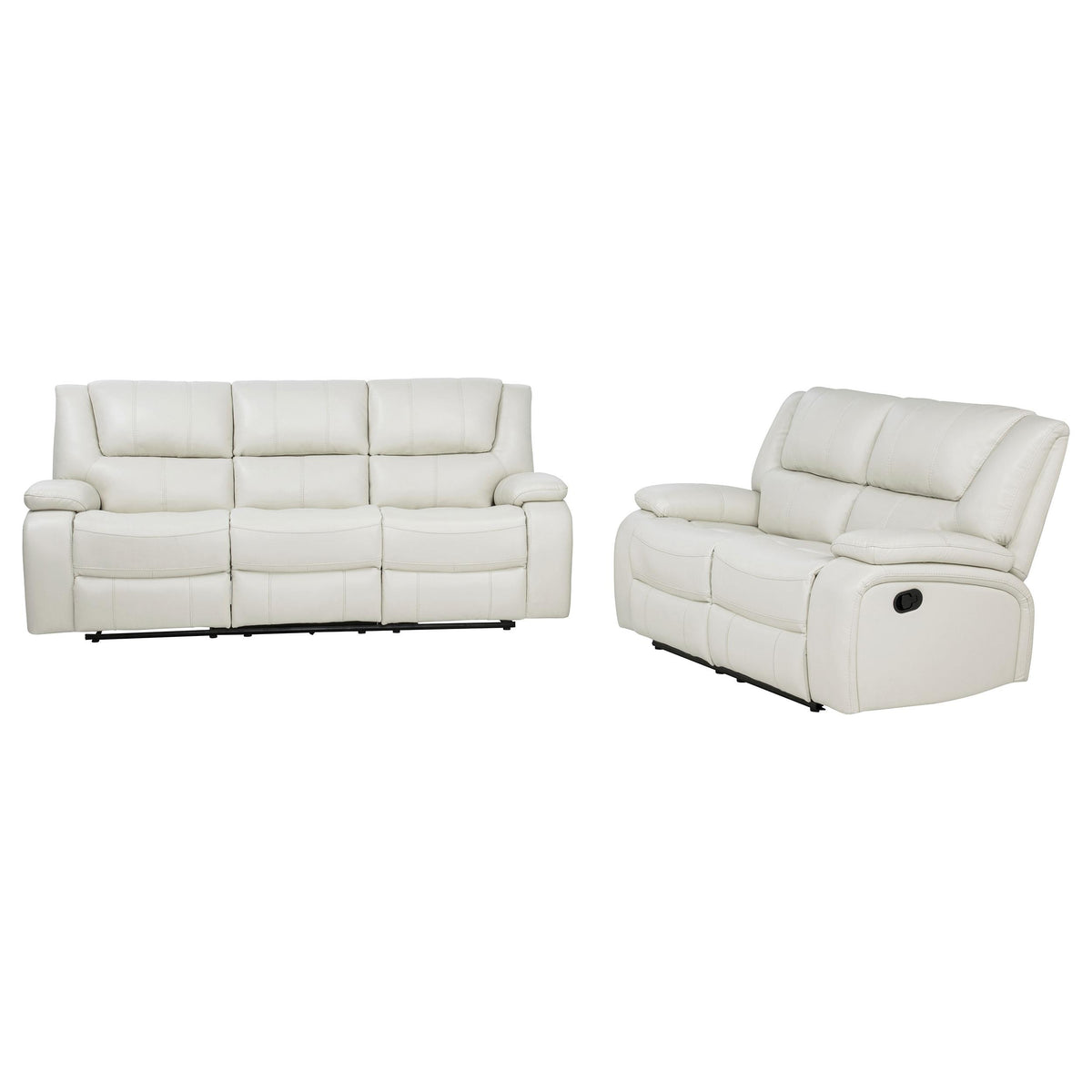 Camila White 2-piece Upholstered Reclining Sofa Set from Coaster - Luna Furniture