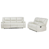 Camila White 2-piece Upholstered Reclining Sofa Set from Coaster - Luna Furniture