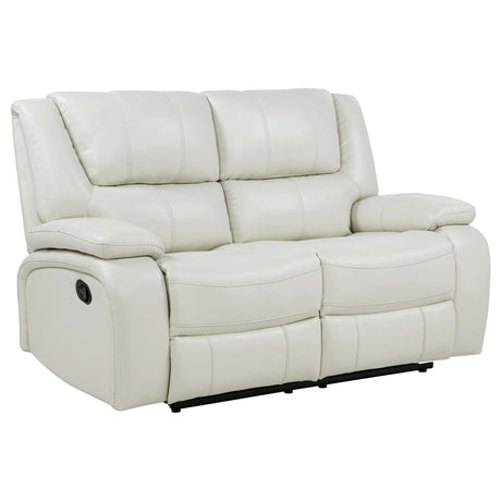 Camila White 2-Piece Upholstered Reclining Sofa Set from Coaster - Luna Furniture