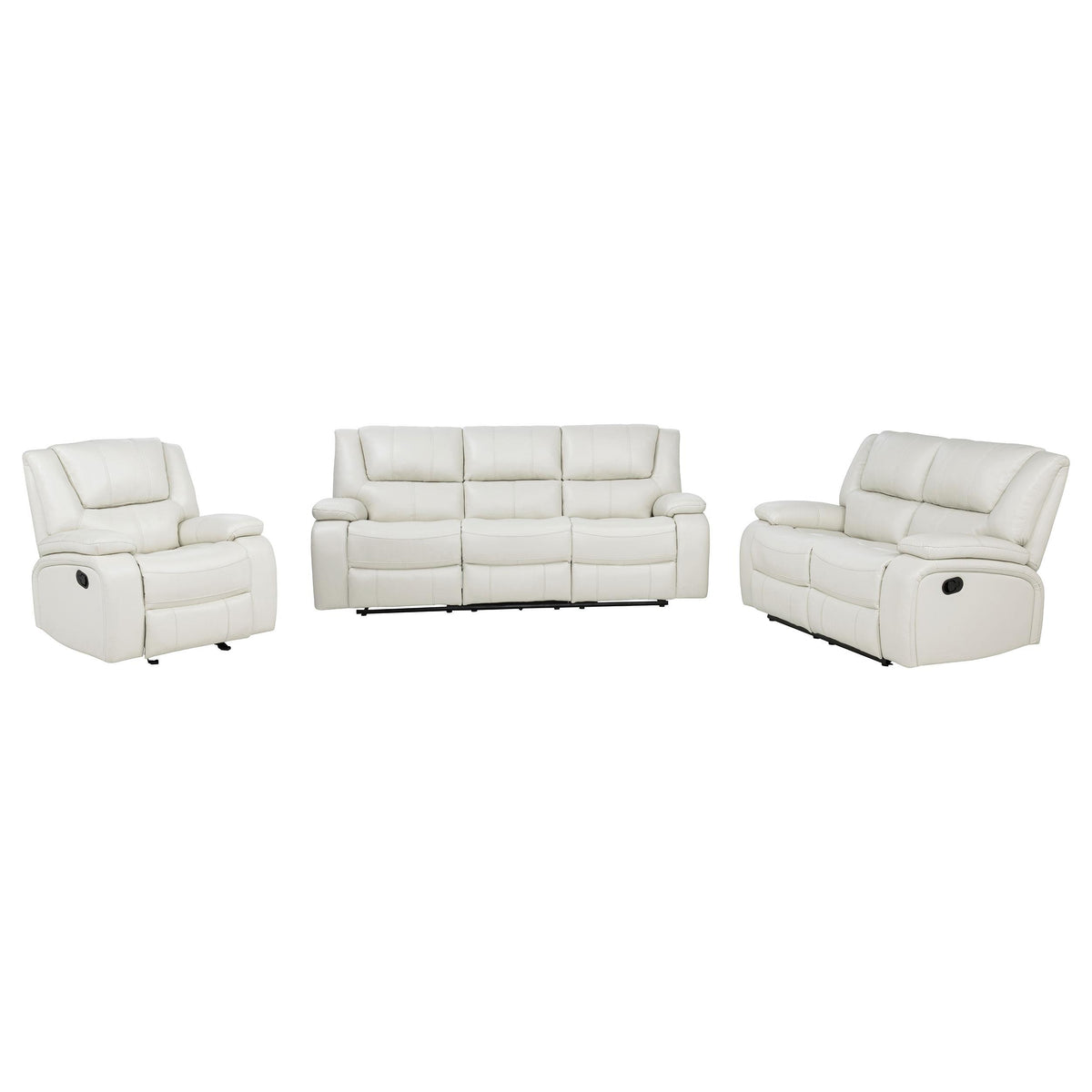 Camila White 3-piece Upholstered Reclining Sofa Set from Coaster - Luna Furniture