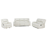 Camila White 3-piece Upholstered Reclining Sofa Set from Coaster - Luna Furniture